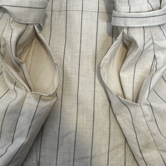 Banana Republic Ivory Pinstripe Wrap Skirt Tie Waist Tailored‎ Minimalist Sz 10P - Picture 7 of 10